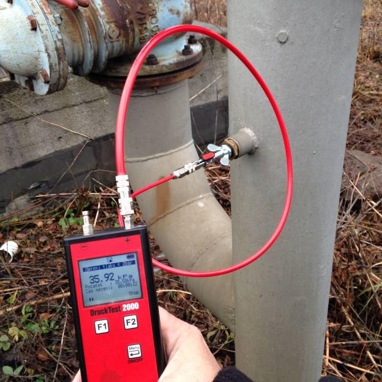 Esders DruckTest 2000 digitální tlakoměr 2 bar vč. příslušenství pro revize NTL plynovodů