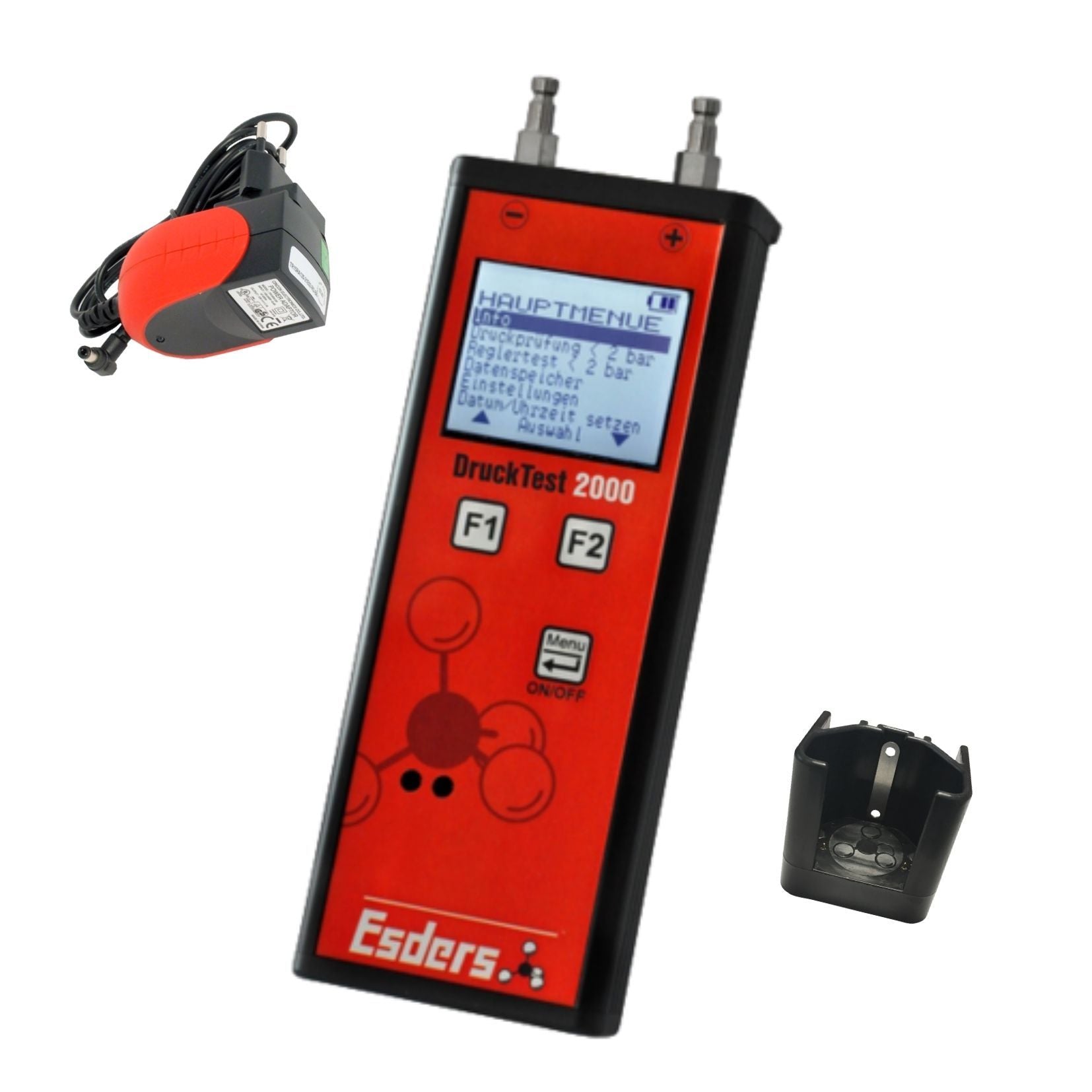 Esders DruckTest 2000 digitální tlakoměr 2 bar vč. příslušenství pro revize NTL plynovodů